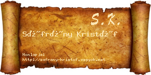 Sáfrány Kristóf névjegykártya